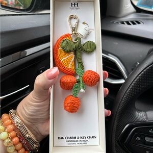 Haute Hippie Orange and Green Beaded Bag Charm